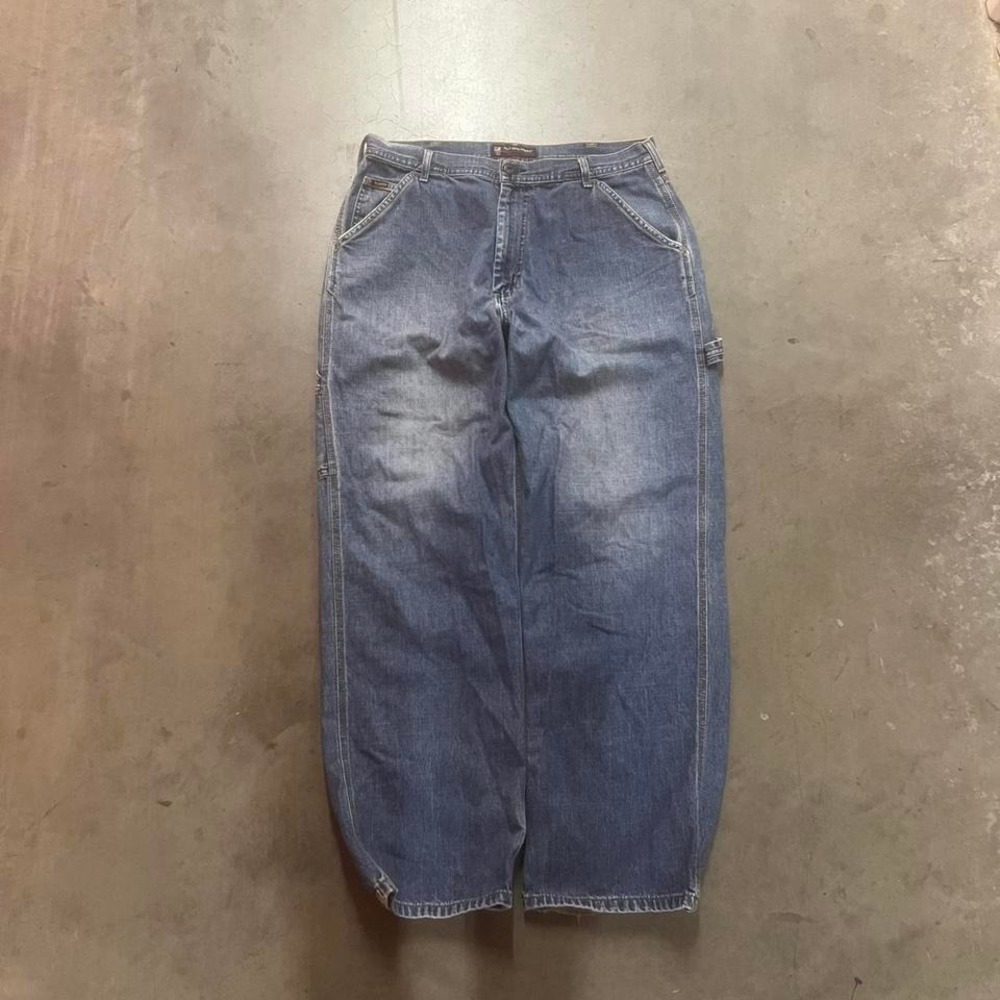 Vintage Polo jeans co men's blue distressed carpenter jeans 90s loop 34 - Picture 4 of 8